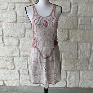 Free People Boho Crotchet Mini Dress / Size Med